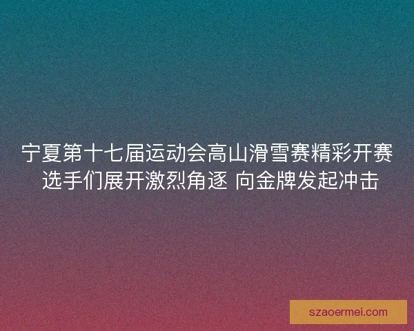 宁夏第十七届运动会高山滑雪赛精彩开赛 选手们展开激烈角逐 向金牌发起冲击